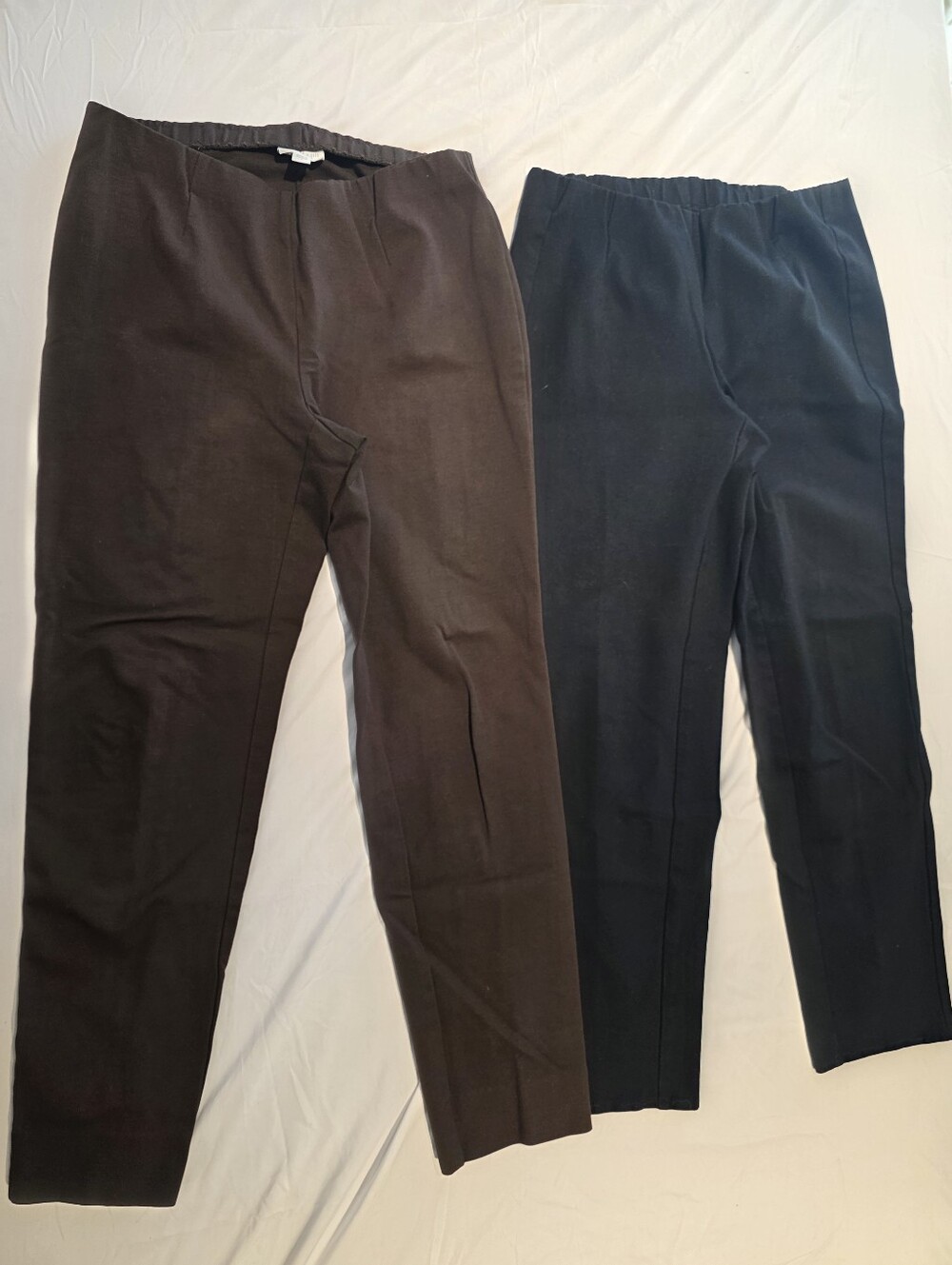 J. Jill Ponte Slim Leg Pants Pull on Set 2 Brown Black Needs Re-hemmed